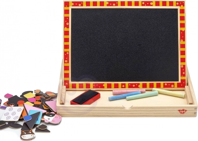 Beidseitige Holztafel Tooky Toy Bauernhof mit magnetischen Puzzles
