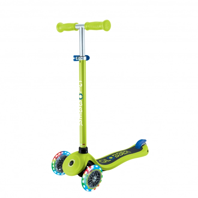 Kinderroller Drei Räder Primo Lights V2 Lime Green Mit Leuchtenden Rädern