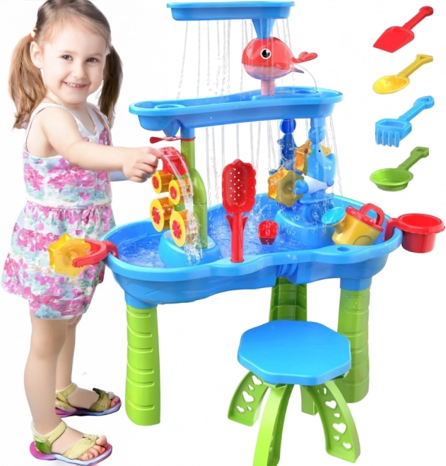 Woopie Kinderspiel-Wassertisch XL für Wasser- und Sandspiel mit 37 Teilen