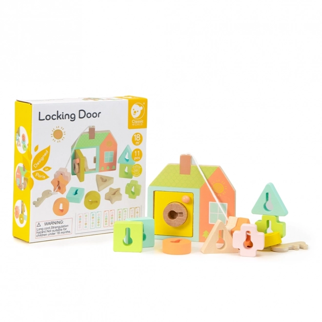Classic World Montessori Holzfädelspiel Schlüssel und Türen 11 Stk.