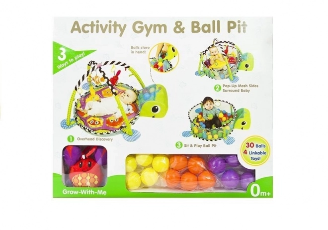 Erzieherische Spieldecke für Babys Schildkröte 3-in-1 mit Pool und Bällen
