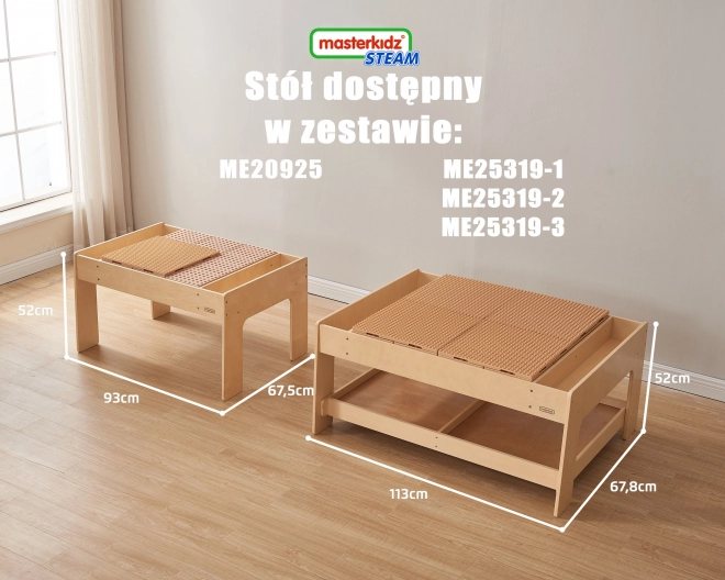 Masterkidz Holz Spieltisch mit Zubehör STEM Wall und 563 Bausteine