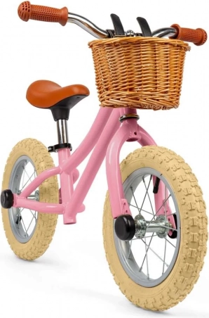 Bigjigs Toys Balance-Laufrad pink mit Flechtkorb