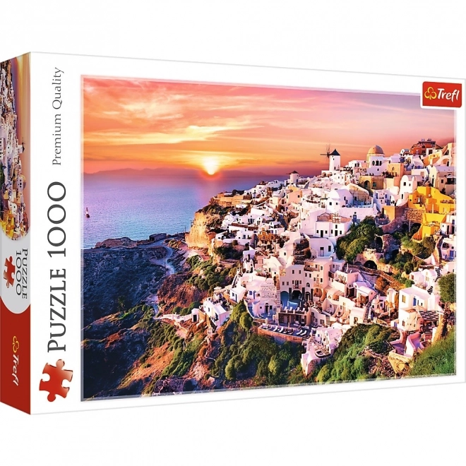 Puzzle 1000 Teile Sonnenuntergang über Santorini