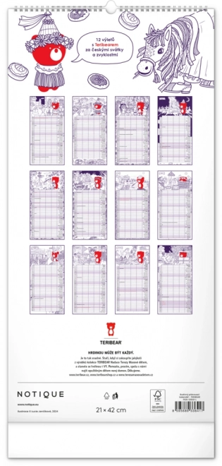 Familienplaner Kalender Teribear 2025