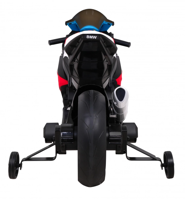 Kinder-Elektromotorrad BMW HP4 Rot + Stützräder + sanfter Start + EVA + MP3 LED