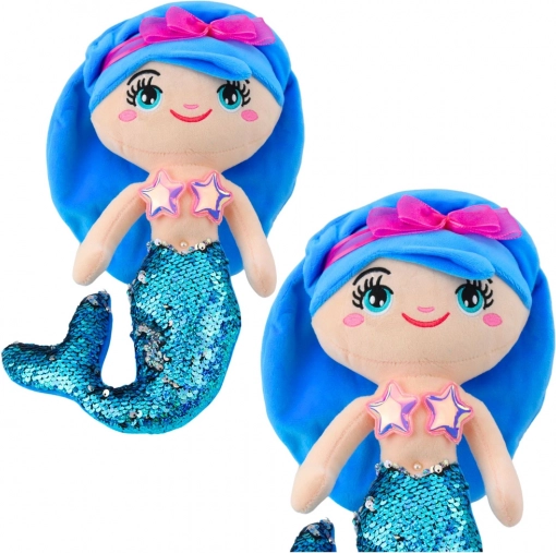 Plus-Meerjungfrau mit Pailletten-Schwanz blau 30 cm