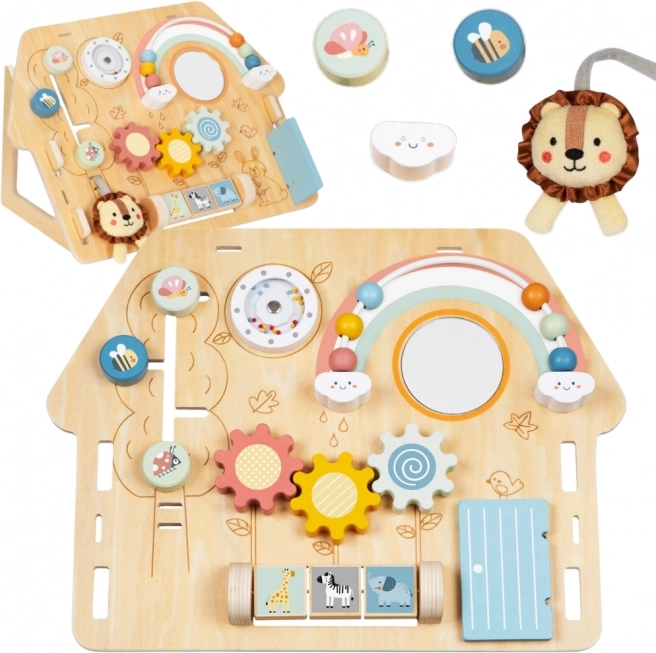 Tooky Toy Große Holz-Manipulationstafel Haus - Aktivitätszentrum
