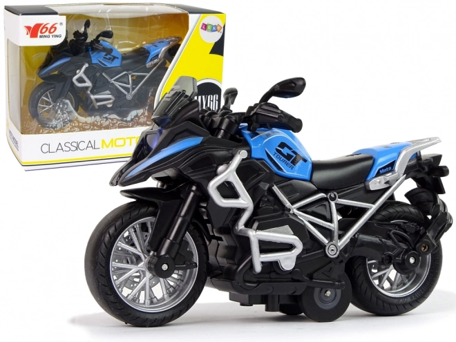 Motorrad GT Blau mit Pull-Back-Antrieb und Soundeffekten