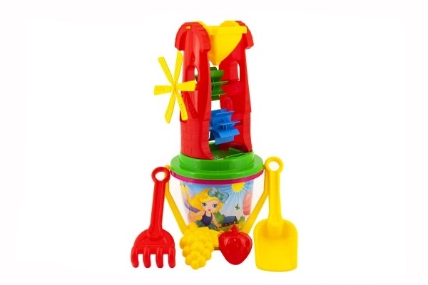 Sandkasten-Spielset mit Förmchen und Mühle