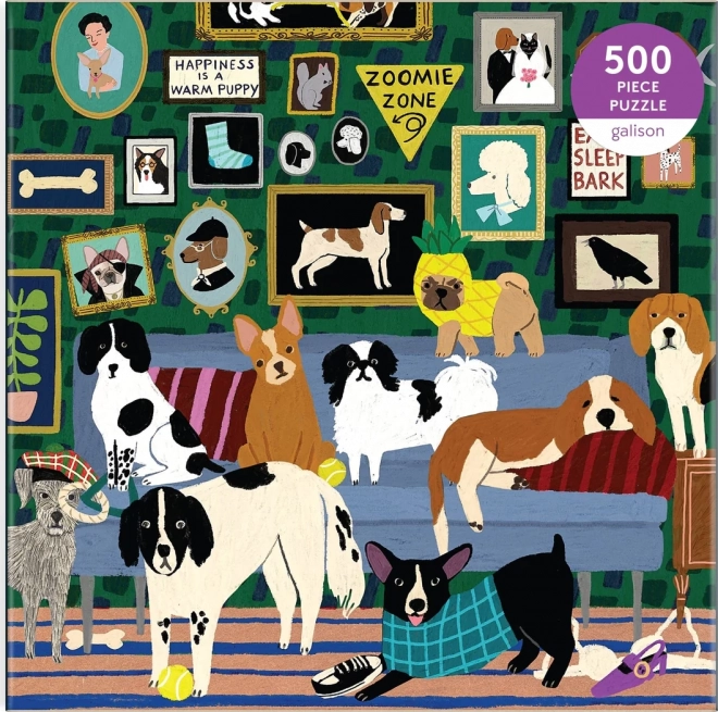 Galison quadratisches Puzzle Hunde im Salon 500 Teile