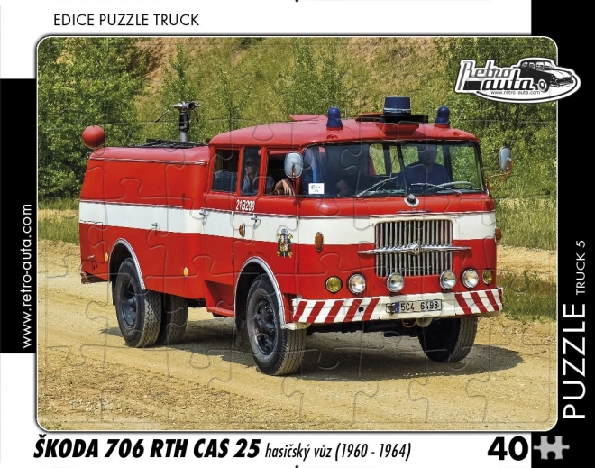 Retro Feuerwehrauto Puzzle - Škoda 706 RTH CAS 25