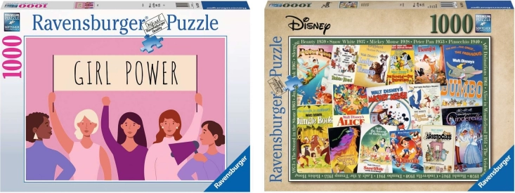 Ravensburger Set 2× Puzzle mit 1000 Teilen – Disney Vintage Filmplakate und Girl Power