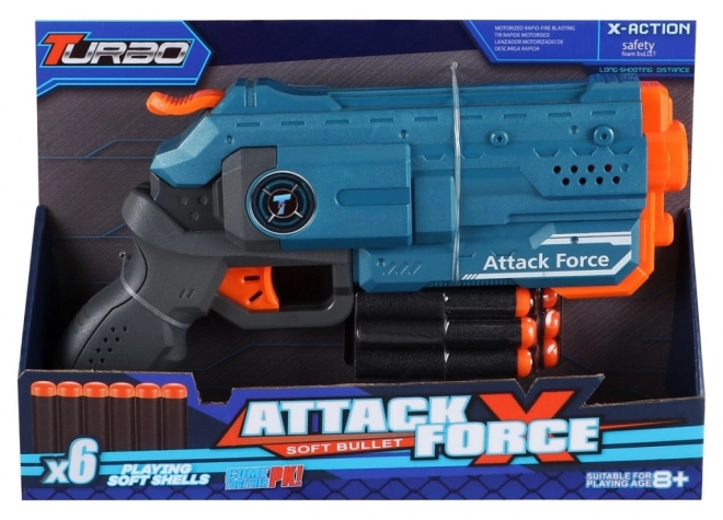 Blaster Turbo Attack mit 6 Schaumstoff-Geschossen