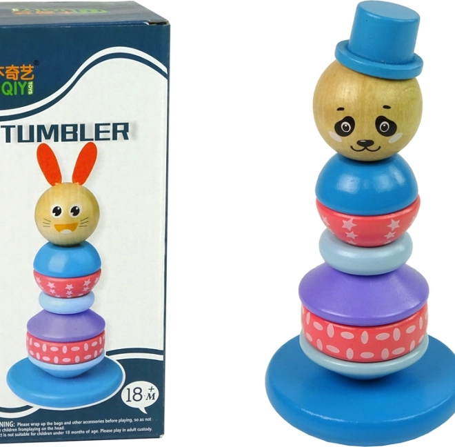 Holzpyramide Panda balancierender Turm