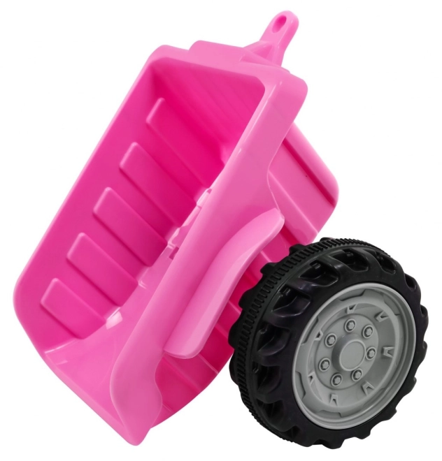 Grüner Traktor mit Anhänger – rosa