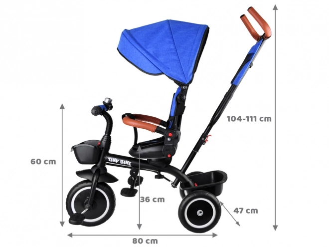 Kinder-Dreirad Tiny Bike 3-in-1 mit Verdeck – blau