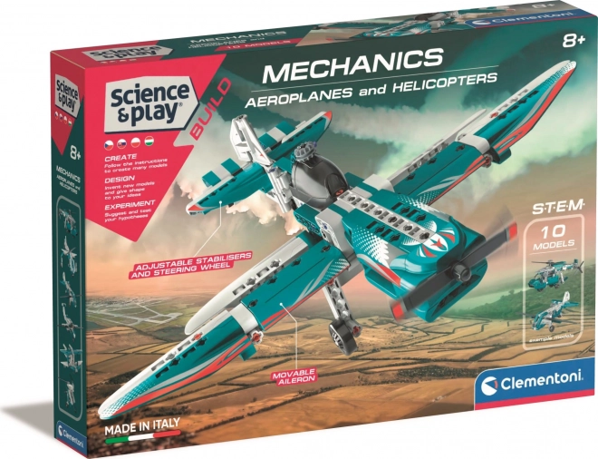 Clementoni Science&Play Mechanik Labor Flugzeuge und Hubschrauber 10 in 1