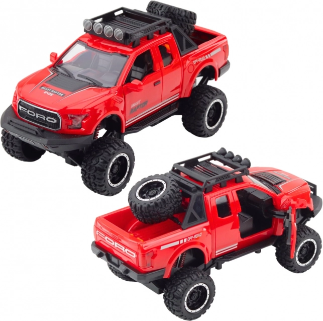 Geländewagen Raptor mit öffnenden Türen, Antrieb, Lichtern und Geräuschen