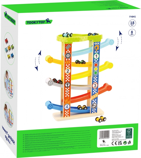 Tooky Toy Bunte Rutsche für Autos