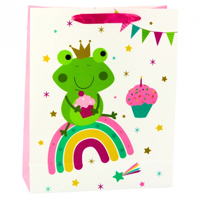 Geschenktasche mit Frosch auf dem Regenbogen