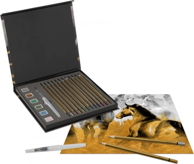 Grafix Metallische Aquarellfarben und Buntstifte Set