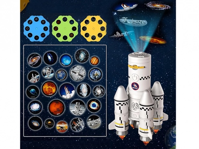 Kosmos-Spielset mit Rakete, Shuttle und Projektor