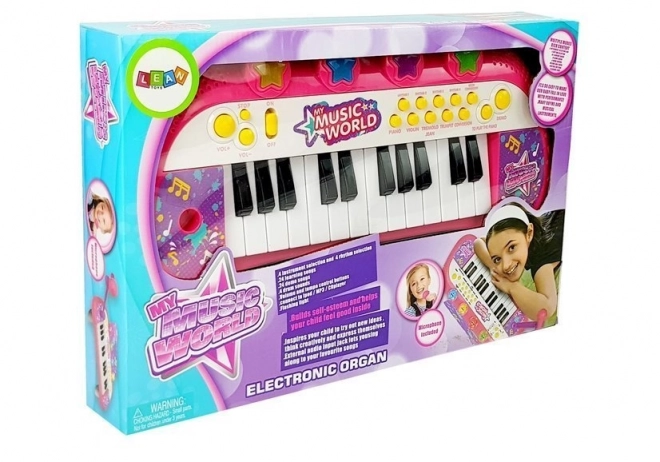 Kinder Keyboard Klavier 24 Tasten mit USB und Mikrofon in Rosa