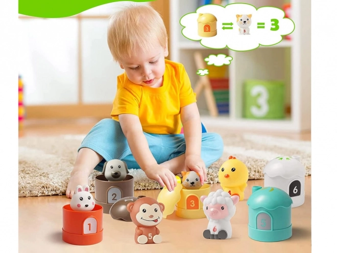 Set aus Tiergummis mit Häuschen und Zahlen