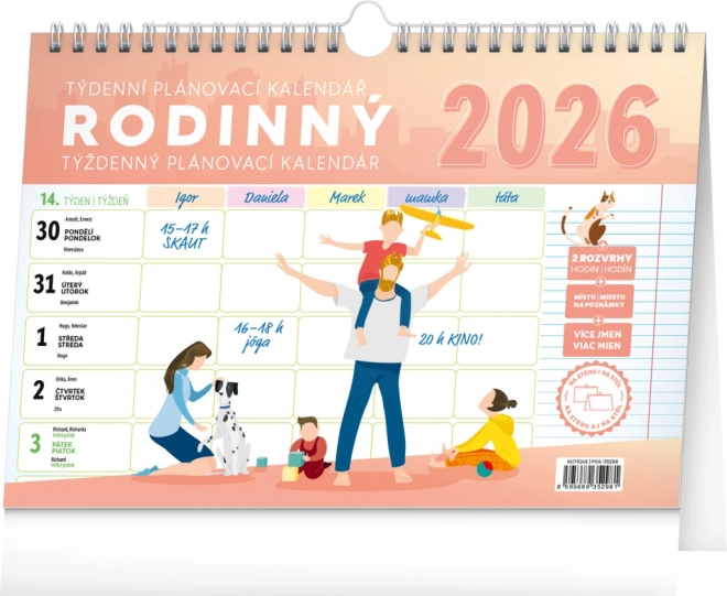 Notique wöchentlicher Familienplaner Kalender mit Haken 2026