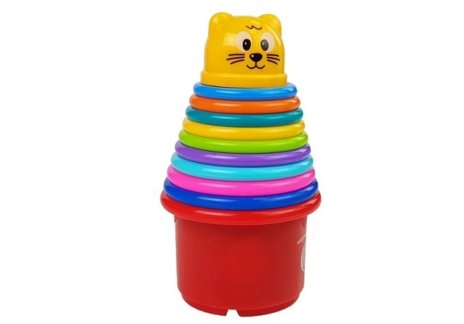 Bunte Stapelbecher-Spielzeug mit Katzenmotiv