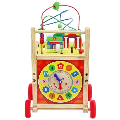 Holzspielzeug-Schiebewagen und Lernwürfel für Kinder
