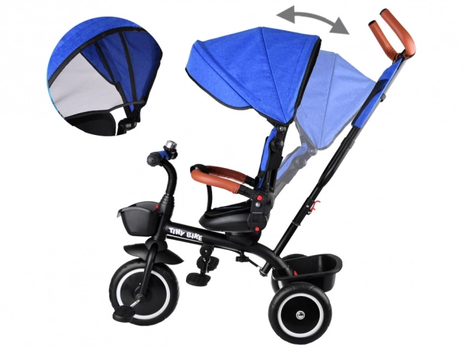 Kinder-Dreirad Tiny Bike 3-in-1 mit Verdeck – blau