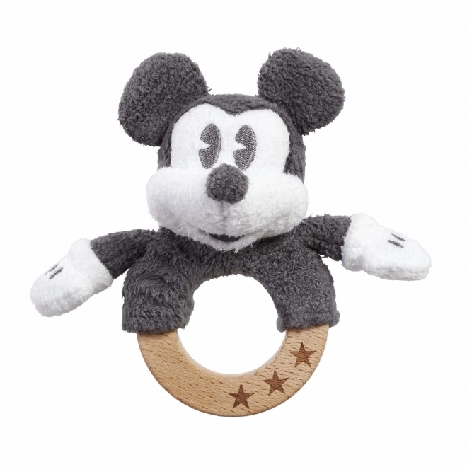 Holz- und Plüsch-Rassel Mickey Mouse