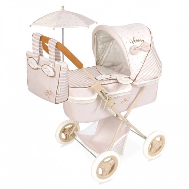 Klappbarer Puppenwagen mit Sonnenschirm und Tasche Verona 60 cm