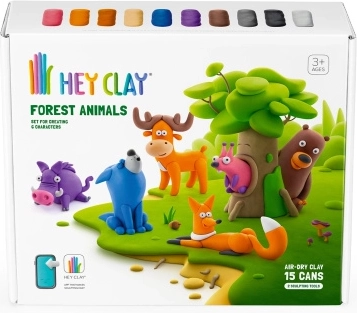 Hey Clay Modelliermasse – Waldtiere, 15 Becher, selbsthärtende Masse 3+