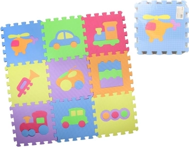Schaumstoff-Bodenpuzzle mit herausnehmbaren Formen 28 × 28 cm, Set mit 9 Stück