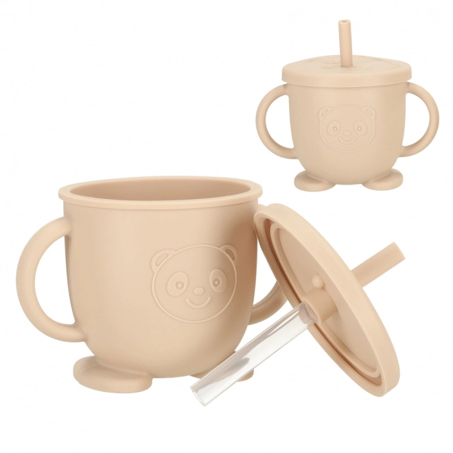 Silikongeschirr Set für Kinder Eule Beige