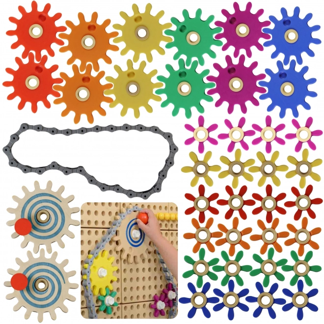 Masterkidz STEM Tafel mit Zahnrädern und Ketten 39 Teile