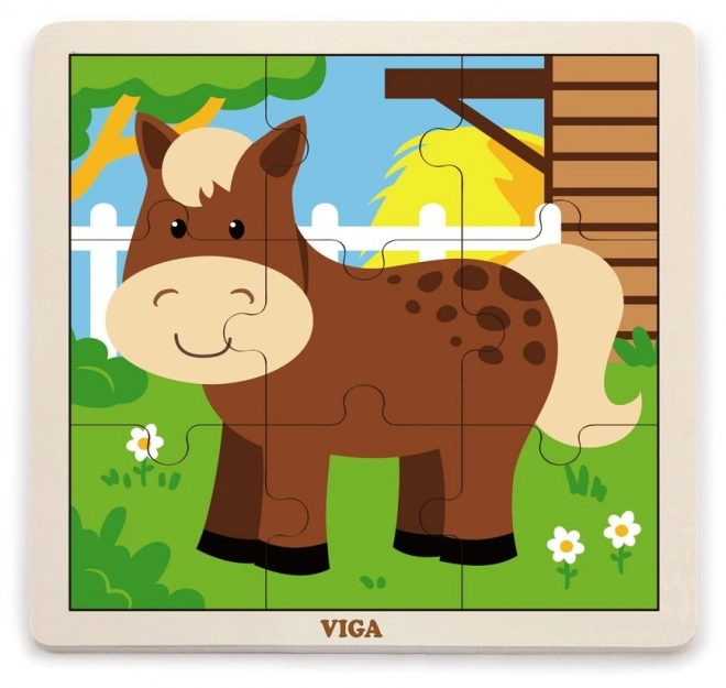 VIGA Holzpuzzle Pferd 9 Teile