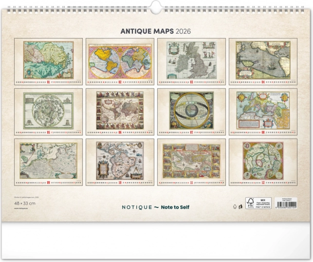 Wandkalender Alte Karten 2026