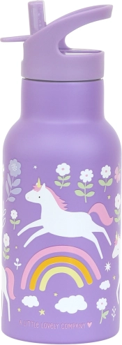 A Little Lovely Company - Edelstahlflasche 350 ml - Einhörner und Regenbogen