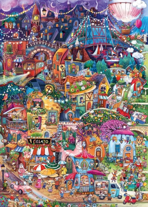 Puzzle Glückliche Stadt 1000 Teile