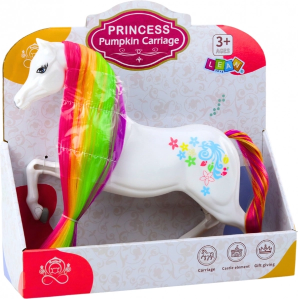 Weißes Märchenpferd mit Regenbogenmähne