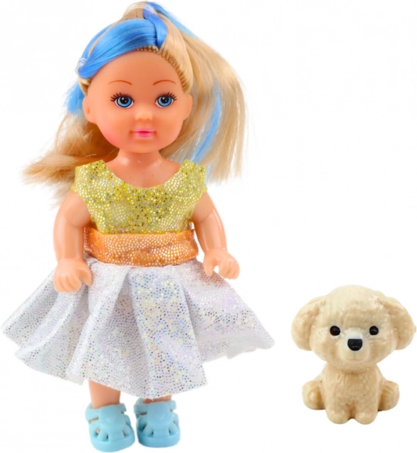 Mini-Puppe in Kleidchen mit Hündchen