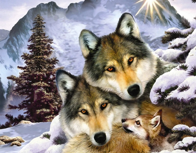 Diamantmalerei Wolfsfamilie 30x40 cm