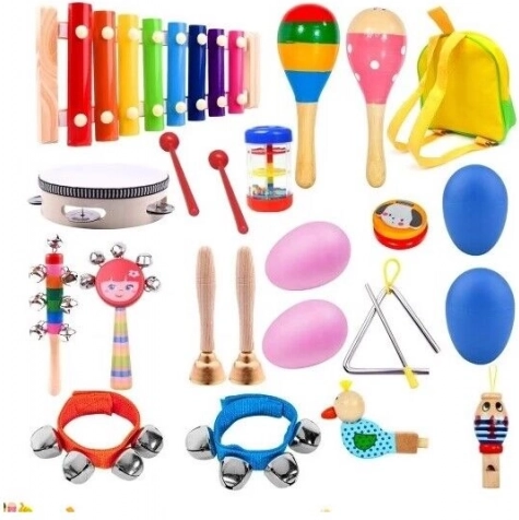 Holz-Musikset für Kinder mit Rucksack, 22 Stk.