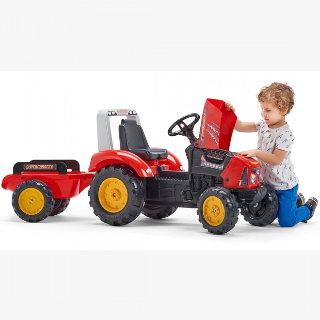 Roter Supercharger Trecker mit Anhänger für Kinder