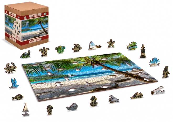 Holzpuzzle Strand auf Paradise Island, Karibik