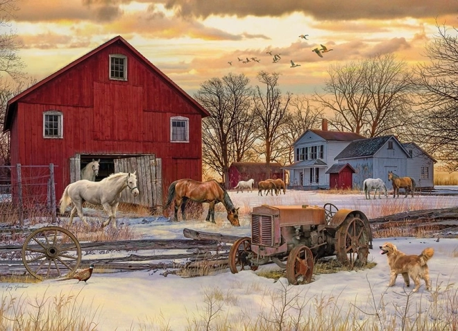 Winter auf dem Bauernhof Puzzle 1000 Teile